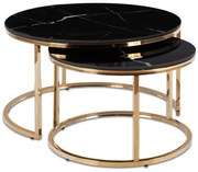 Fekete Márvány/Arany Dohányzóasztal Szett MILANO