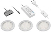 LED Lámpatest, CASTELLO 3-as szett, meleg fehér, 67mm, 12V, 180lm, 8,4W, kábellel, csatlakozóval, érintő kapcsolóval, tápegységgel