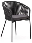 Fekete fém-párnázott kerti szék Yanet – Kave Home