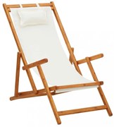 eukaliptusz fa és krémszínű szövet összecsukható strandszék