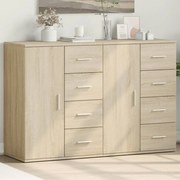 2 db sonoma tölgy színű szerelt fa tálalószekrény 59x39x80 cm