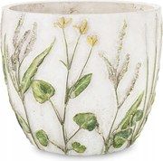 Cement Kaspó Szürke Fehér Zöld 16x18cm Mezei Virágokkal 15 20