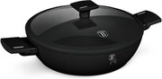 Matt fekete indukciós tapadásmentes alacsony lábas fedővel 4,2 L Berlinger Haus Matte Black