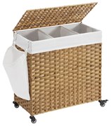 AVA műrattan ruháskosár kerekekkel, 140l, természetes barna SongmicsHome