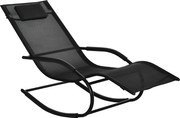 Outsunny Ergonomikus Függőszék Fejtámlával, Galvanizált Fém Karfákkal, Textilene, mérete: 63Sz x 160H x 88M cm - Fekete | Aosom