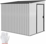 Outsunny Fém Kertiszerszám Sátor 1.5x2m Talapzattal, Kerti Sátor Csúszó Ajtóval, Lejtős Tetővel, Polcokkal, Akasztókkal és Szellőzőnyílásokkal, Fehér