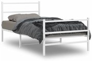 fehér fém ágykeret fej- és lábtámlával 100 x 200 cm