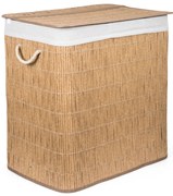 G21-es 150 literes szennyeskosár elválasztókkal, rattan utánzat, fehér betéttel