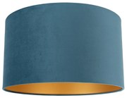 Kék bársony lámpaernyő 35/35/20 arany belsővel