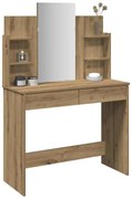 kézműves tölgy színű fésülködőasztal tükörrel 96x39x142 cm