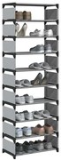 szürke nem szőtt szövetből cipőállvány 10 szintes 54x28x158 cm