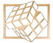 Vidám Fal Fából készült fali dekoráció Rubik-kocka