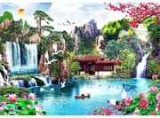 Vízesések a japánkertben fa puzzle