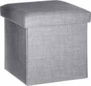 Szürke Összecsukható Puff Zsámoly Tárolóval 2in1 Szürke Ülőfelület 38X38 CM