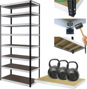 Tárolószekrény fém állvány Helios 270x100x40cm 8Px350kg Magas Erős