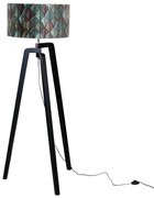 Állólámpa fekete bársony lámpabúrával, levélmintás, 50 cm - Puros