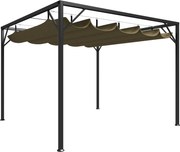 vidaXL tópszínű kerti pavilon behúzható tetővel 3 x 3 m 180 g/m²
