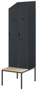 Fém öltözőszekrény paddal és tetővel KACPER II PRO, 600 x 2295 x 850 mm, antracit