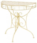 vintage aranyszínű félkör alakú fém kisasztal 72 x 36 x 74 cm