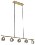 Modern függőlámpa arany 100 cm 5-lámpás füstüveggel - Athén