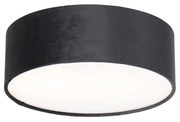 Modern mennyezeti lámpa fekete 30 cm arany belsővel - Drum