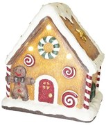 Kerámia nagy Mézeskalács ház LED-es glitteres karácsonyi figura dekoráció 40 cm