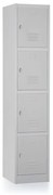 Fém szekrény - 4 doboz, 38 x 45 x 185 cm, csavaros zár, szürke - ral 7035