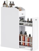 Kis fürdőszobai szekrény, álló tárolószekrény kis helyiségekbe, fehér színben