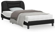 fekete és fehér műbőr ágykeret matrac nélkül Hvar 100x200 cm