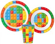 Lego mintázatú Bricks étkészlet, micro műanyag szett