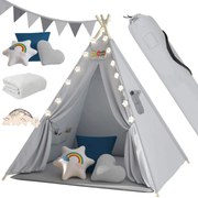 Jurhan JULIUS gyerek teepee sátor, 120x120x160cm, szürke/kék