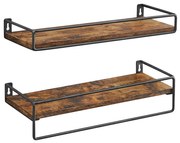 2 darabos fali polc szett, rusztikus barna 40x15x5/9cm