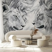 Fotótapéta - Rajzolt oroszlánfejek (147x102 cm)