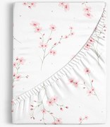 Goldea pamut körgumis lepedő - cseresznyevirágok 80 x 160 cm