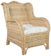 natúr rattan és lenvászon kanapé párnával