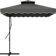 Outsunny Napernyő, 243 x 243 cm-es Erkély Napernyő UV Védelemmel, Cantilever Napernyő Két Rétegű Ponyvával, Keresztalap, Ráncos Terasznapernyő, 4 Tart