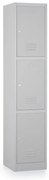 Fém szekrény - 3 doboz, 38 x 45 x 185 cm, hengerzár, szürke - ral 7035