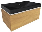 Fürdőszobaszekrény mosdóval SAT Feel 80x30x46 cm Mézes tölgy matt SATFEEL80DMU1MB