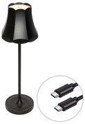 Retro asztali lámpa fekete újratölthető IP44 - Granny