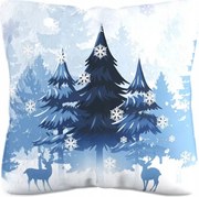 Karácsonyi díszpárnahuzat Hófödte karácsonyfák 40x40cm