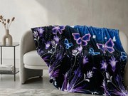 Mikroplüss takaró VIOLET BUTTERFLY sötétkék Méret: 200 x 220 cm