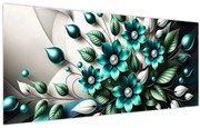 Kép - 3D türkiz virágok (120x50 cm)