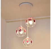 Gyerek csillár zsinóron STARS 3xE27/15W/230V rózsaszín/fehér