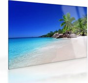 Kép a strandról a Praslin szigeten (üvegen) (70x50 cm)