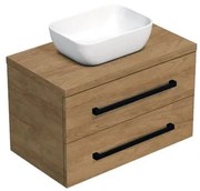 Fürdőszobaszekrény fekete fogantyúval SAT Cube Way 80x47,5x46 cm tölgy Hickory matt CUBE46C803DH45