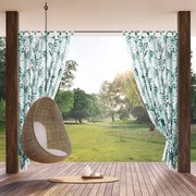 Kültéri vízálló függöny pavilonhoz - fehér, zöld levél motívummal Szélesség: 155 cm | Hossza: 220 cm