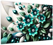 Kép - 3D türkiz virágok (90x60 cm)