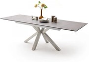 NAGANO Világosszürke Bővíthető Kerámia Étkezőasztal - szálcsiszolt acél lábbal