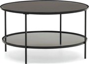 Fekete kerek dohányzóasztal üveg asztallappal ø 80 cm Gilda – Kave Home