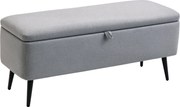 HOMCOM Tároló Pad, Kárpitozott Pad Tárolóval, Vászonhatású, Ágy Padacél Lábakkal, Nappaliba, Előszobába, Hálószobába, max. 150 kg teherbírás, 101 x 38